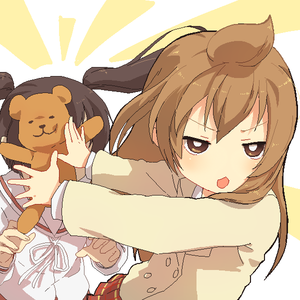attack, blazer, brown_eyes, brown_hair, fujioka-kuma, minami-ke, minami_chiaki, minami_kana