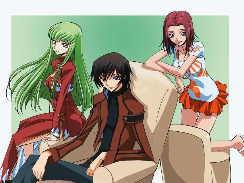 cc, china_dress, chinese_clothes, code_geass, highres, kallen_stadtfeld, karen_kouzaki, scan, skirt, wallpaper
