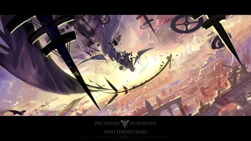 cloud, clouds, d-ka-satellite, gears, highres, letterboxed, machine, no_humans