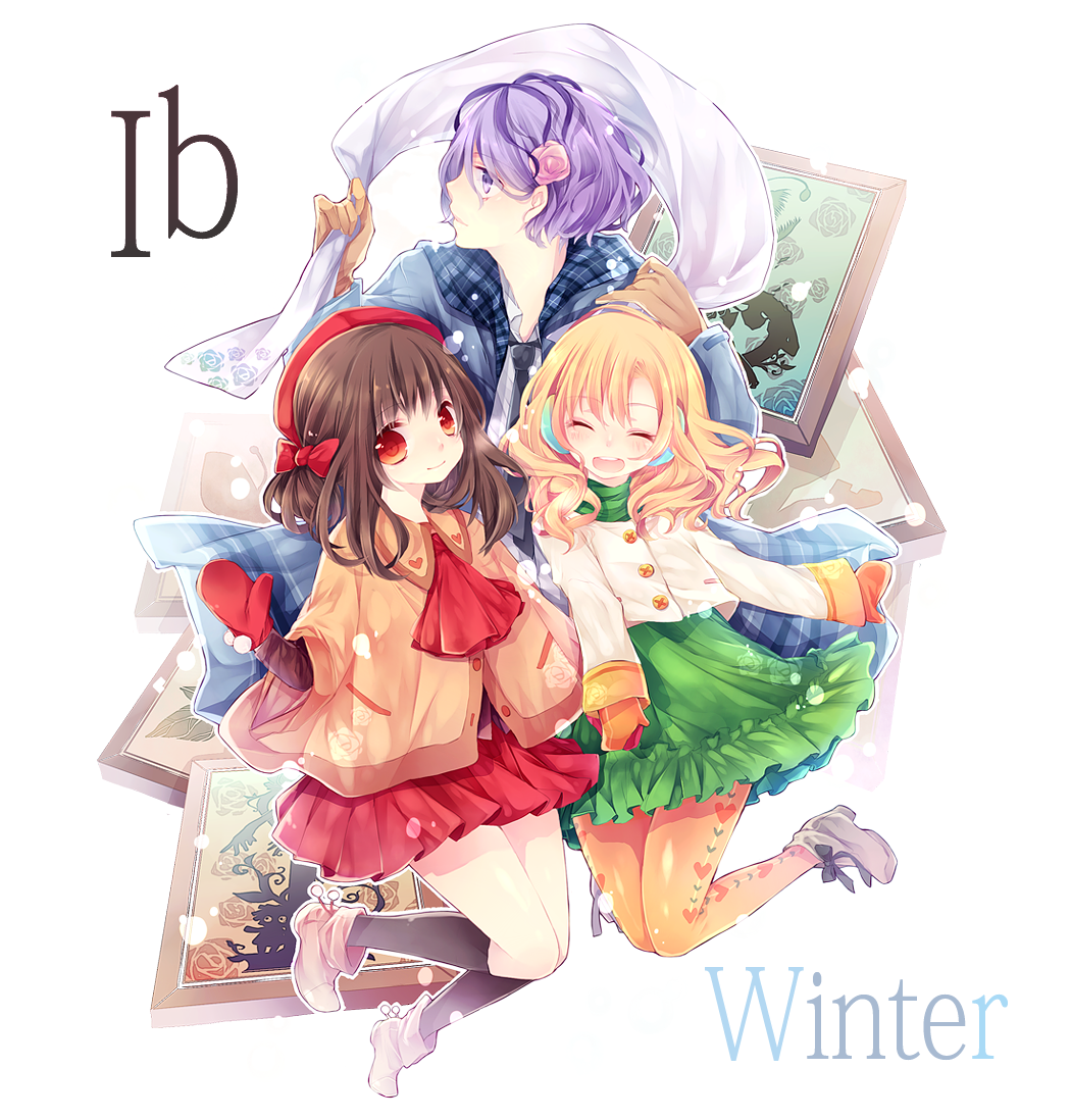 boots, earmuffs, garry_(ib), ib, ib_(ib), kneehighs, koyomi_roentgen, mary_(ib)