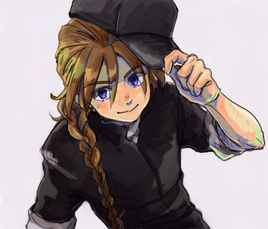 braid, brown_hair, duo_maxwell, gundam, gundam_wing, hat, long_hair, looking_at_viewer
