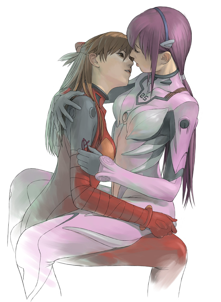 evangelion:_3.0_you_can_(not)_redo, glasses, hairband, incipient_kiss, long_hair, makinami_mari_illustrious, multiple_girls, neon_genesis_evangelion