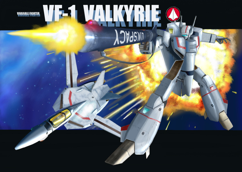 80s, airplane, choujikuu_yousai_macross, firing, gunpod, i.t.o_daynamics, jet, macross