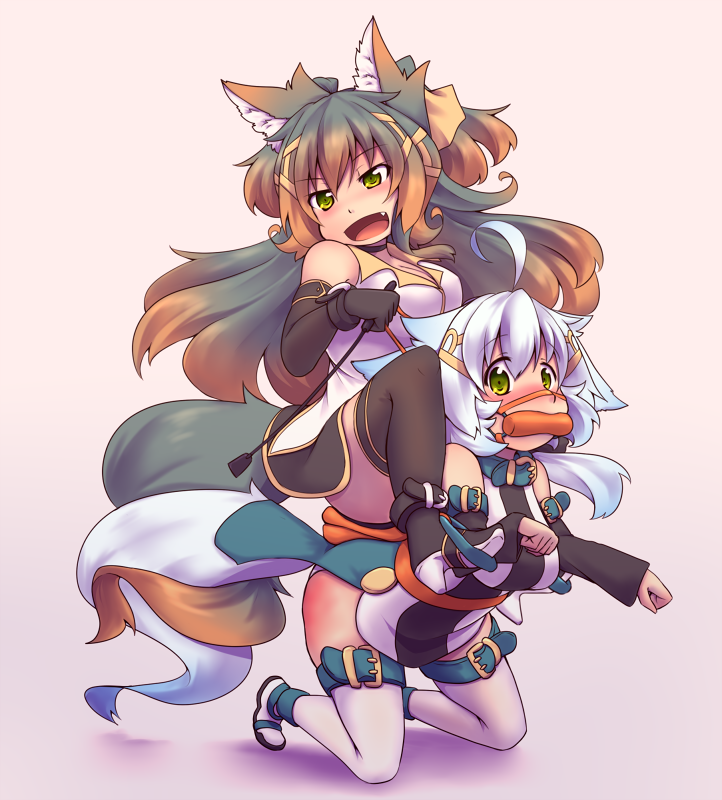 animal_ears, bdsm, bondage, brown_hair, gradient_hair, kuromiya, kuromiya_raika, multicolored_hair