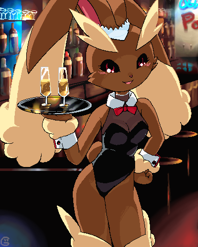 bunny_suit, furry, g-sun, lopunny, nintendo, pokemon, waitress