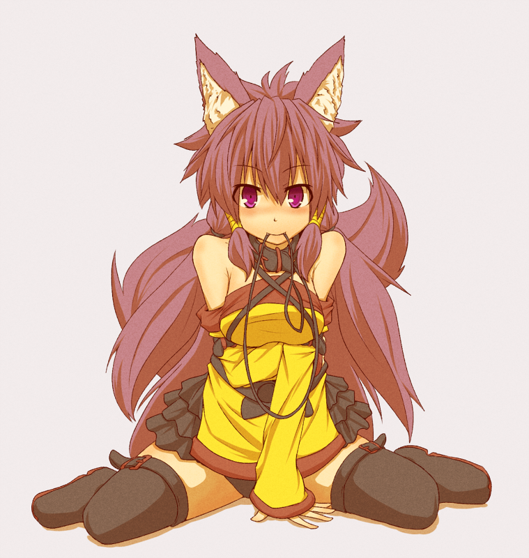animal_ears, bare_shoulders, black_panties, blush, breasts, collar, inukami_shino, kuromiya