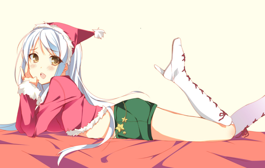 :o, blush, boots, eve_santaclaus, hat, idolmaster, idolmaster_cinderella_girls, ise