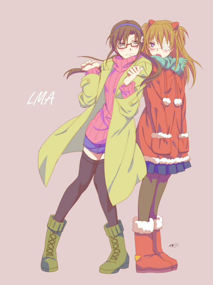 boots, brown_hair, coat, evangelion:_3.0_you_can_(not)_redo, eyepatch, glasses, hairband, long_hair