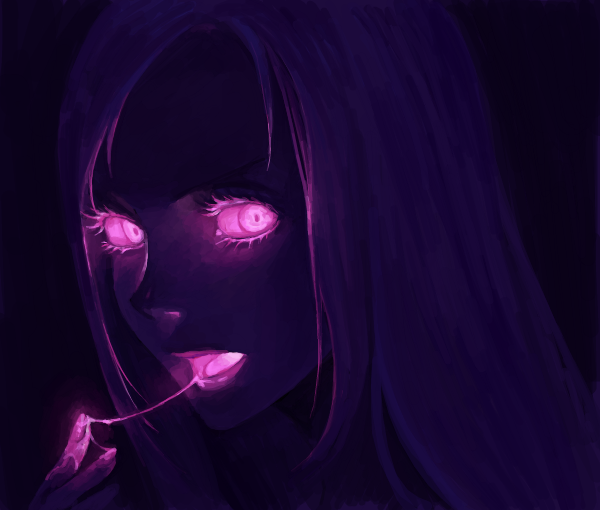 acha, drawr, face, glowing, lips, long_hair, looking_at_viewer, open_mouth