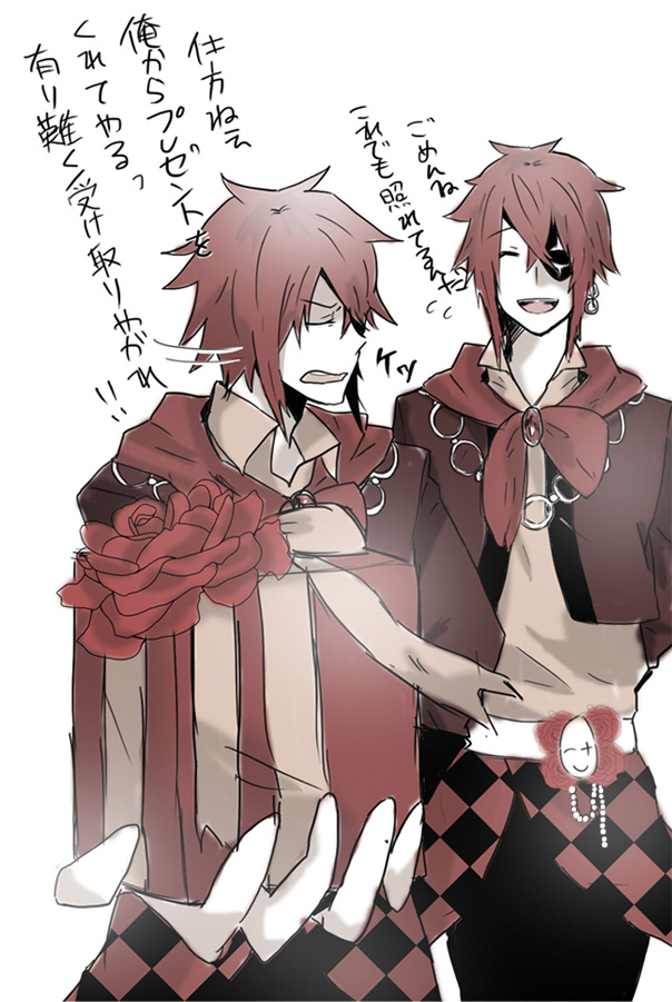 amaimonn, angry, belt, closed_eyes, earrings, eyepatch, eyes_closed, flower