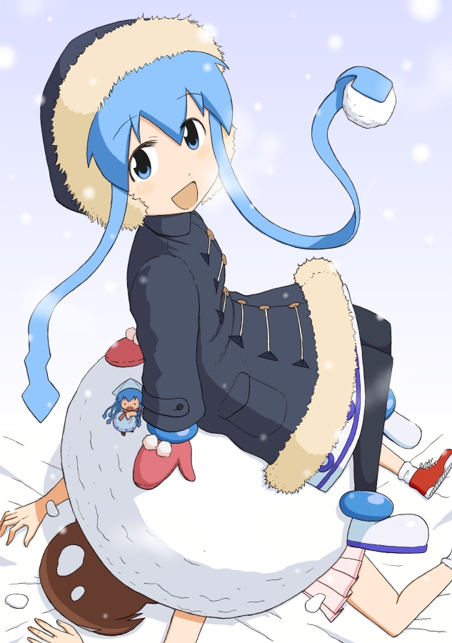 dress, gloves, jacket, mini-ikamusume, mittens, scarf, segayuusuke, shinryaku!_ikamusume