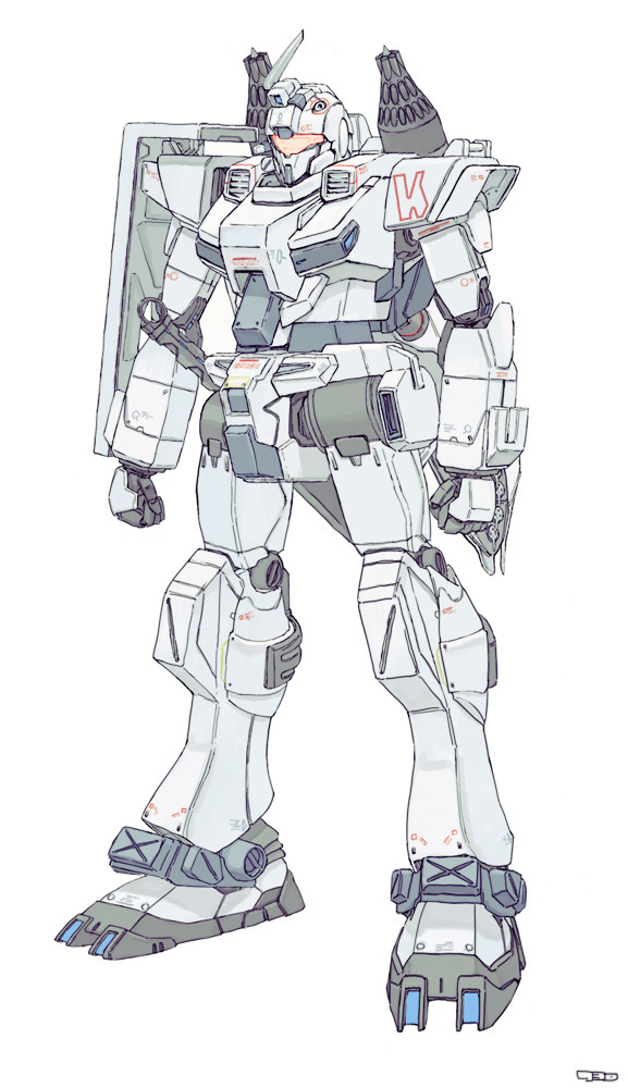gundam, kumio34, mecha, missile, original, science_fiction, shield, signature