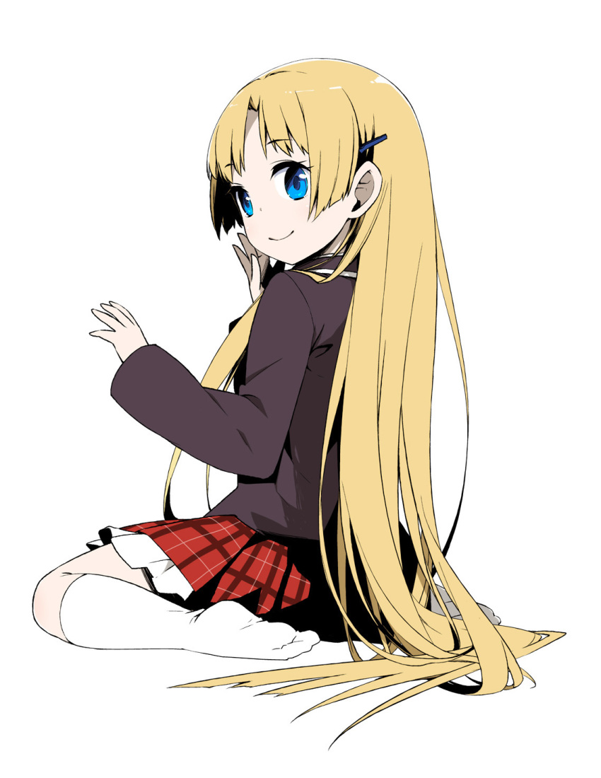alternate_hairstyle, blonde_hair, blue_eyes, chuunibyou_demo_koi_ga_shitai!, dekomori_sanae, hair_down, hair_ornament, hairclip