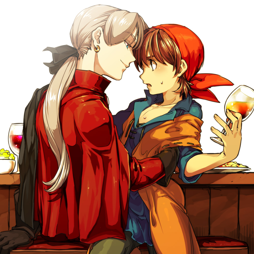 angelo, bandana, bandanna, cup, dragon_quest, dragon_quest_viii, earrings, face-to-face