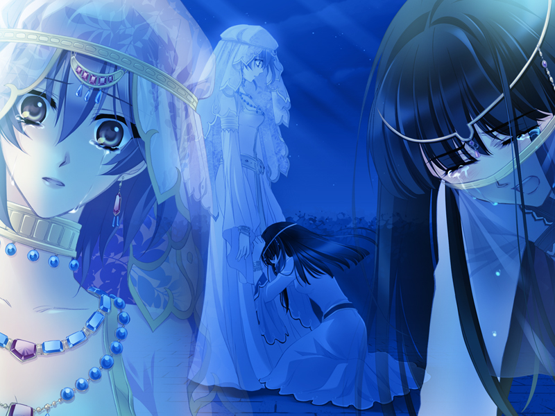 amawashi_miku, black_hair, brown_eyes, brown_hair, choker, circlet, closed_eyes, dress
