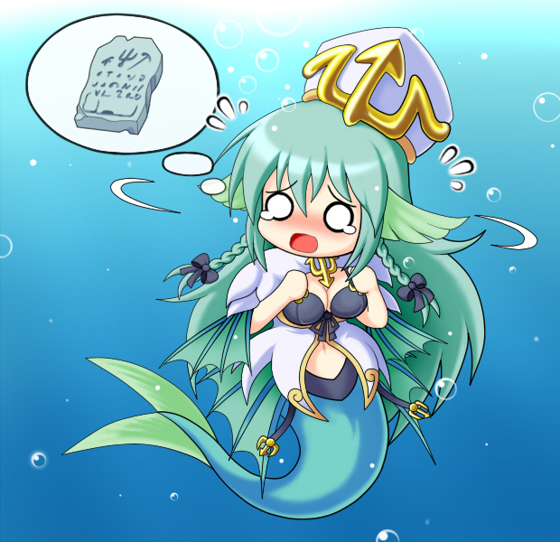 aqua_hair, artist_request, blue_hair, breasts, chibi, cleavage, green_hair, had