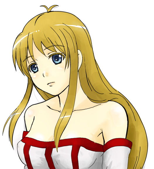 arc_the_lad, arc_the_lad_ii, bare_shoulders, blonde_hair, blue_eyes, detached_sleeves, female, hosi