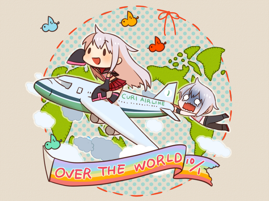 banner, bird, detached_sleeves, earth, genderswap, sleeves_past_wrists, soukaikei_non, sukone_tei