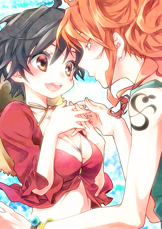 1girl, :d, bangle, black_hair, black_legwear, blush, bracelet, breasts