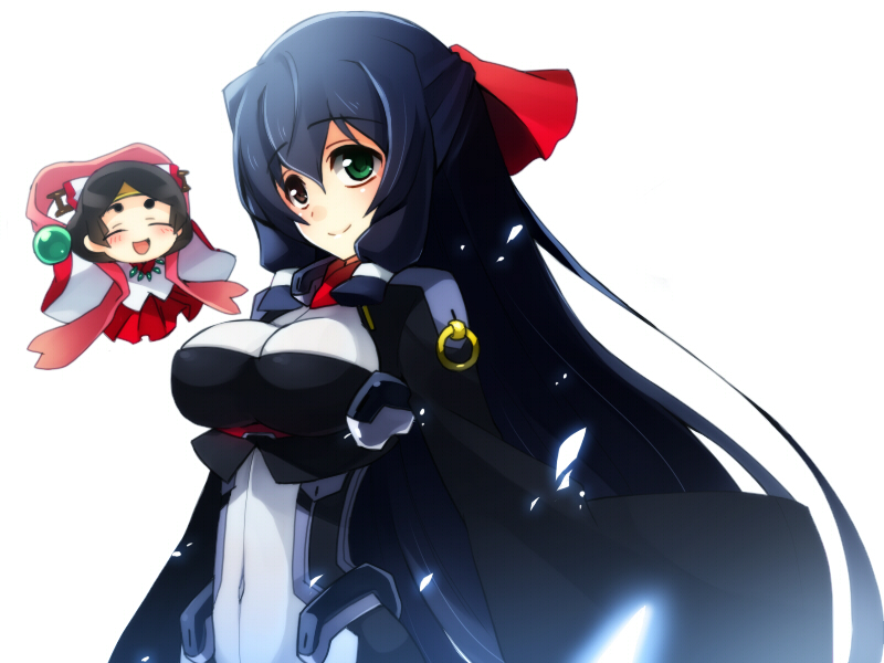 blush, bodysuit, bow, breasts, closed_eyes, clothed_navel, eyes_closed, green_eyes