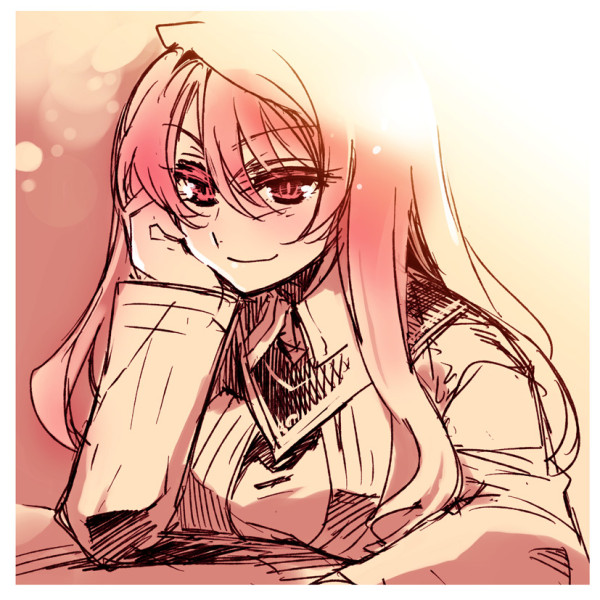 breast_rest, breasts, chin_rest, ishida_akira, large_breasts, lens_flare, long_hair, maou_(maoyuu)