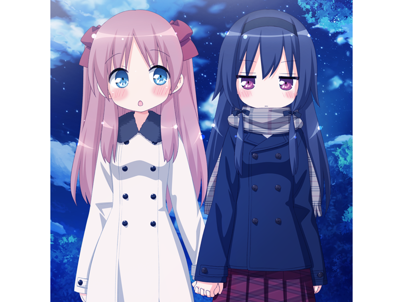 :o, :|, ayase_miya, azumi_risa, black_hair, blue_eyes, blush, bow