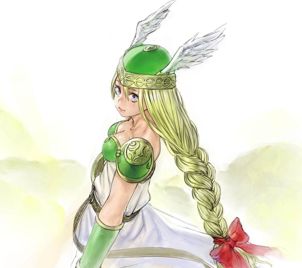 braid, dress, lipstick, makeup, muhamado, solo, valkyrie_(vnd), valkyrie_no_densetsu