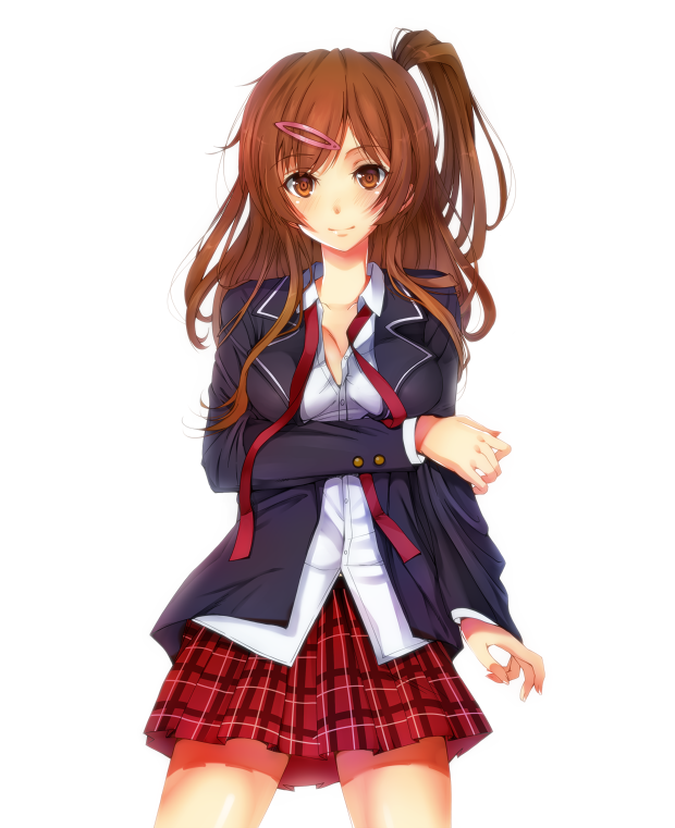 amayofuu, blush, brown_hair, chuunibyou_demo_koi_ga_shitai!, hair_ornament, hairclip, long_hair, looking_at_viewer