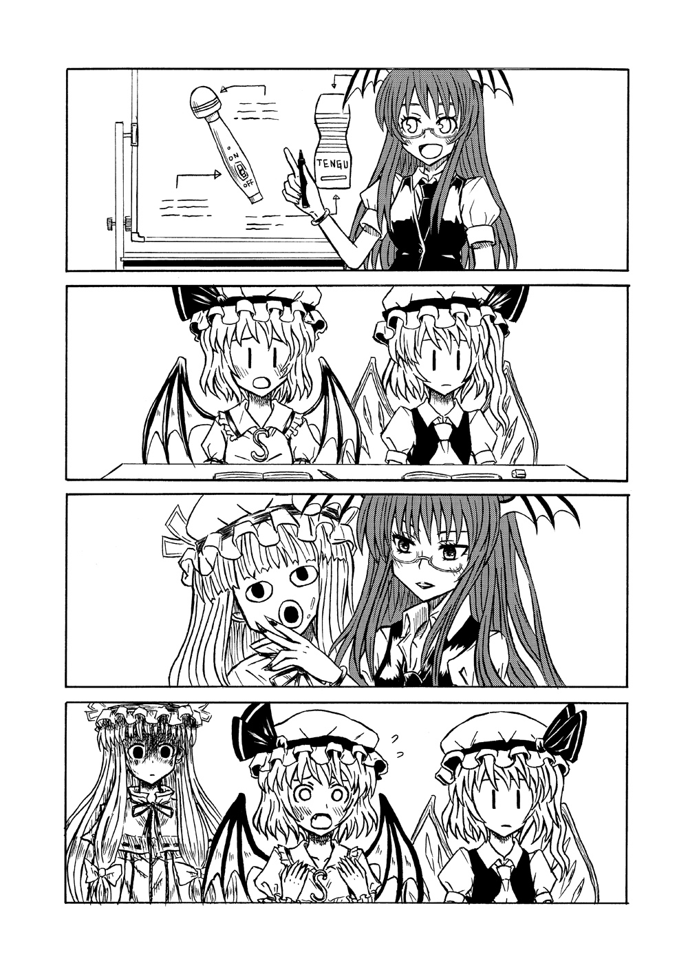:d, :o, artist_request, ascot, bat_wings, blush, bow, comic