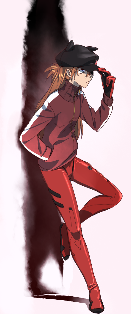adjusting_hat, animal_hat, cat_hat, evangelion:_3.0_you_can_(not)_redo, eyepatch, hand_in_pocket, hat, hat_tip