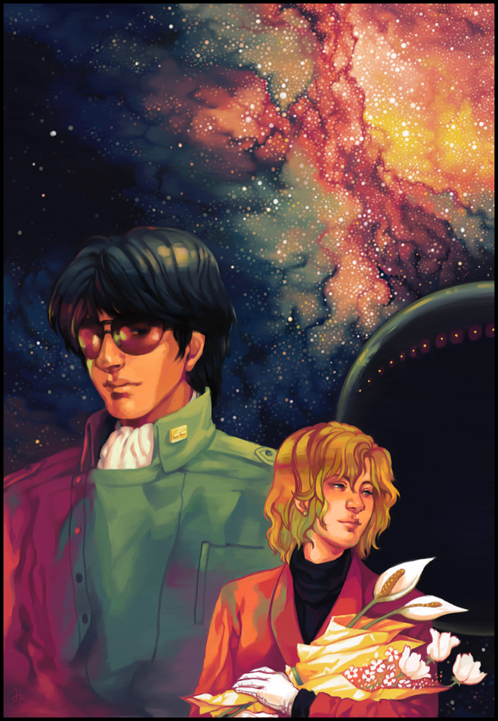 1girl, ascot, aviator_glasses, bespectacled, blazer, blonde_hair, blue_eyes, blue_hair