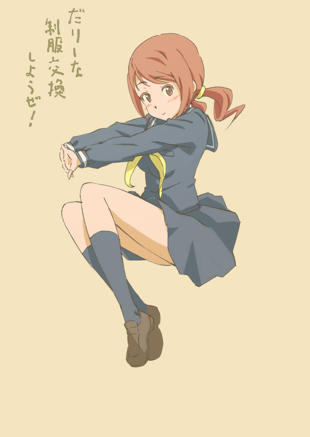 blush, brown_eyes, brown_hair, hair_ornament, houjou_karen, idolmaster, idolmaster_cinderella_girls, school_uniform
