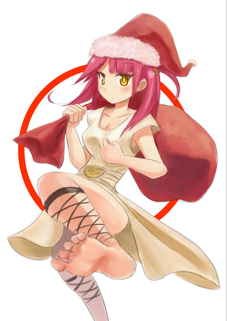 barefoot, breasts, dress, feet, hat, highres, looking_at_viewer, magi_the_labyrinth_of_magic