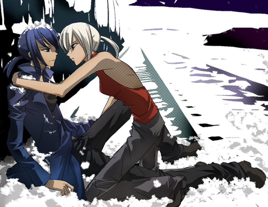 428, alphard, black_eyes, blue_hair, canaan, canaan_(character), coat, enkitt