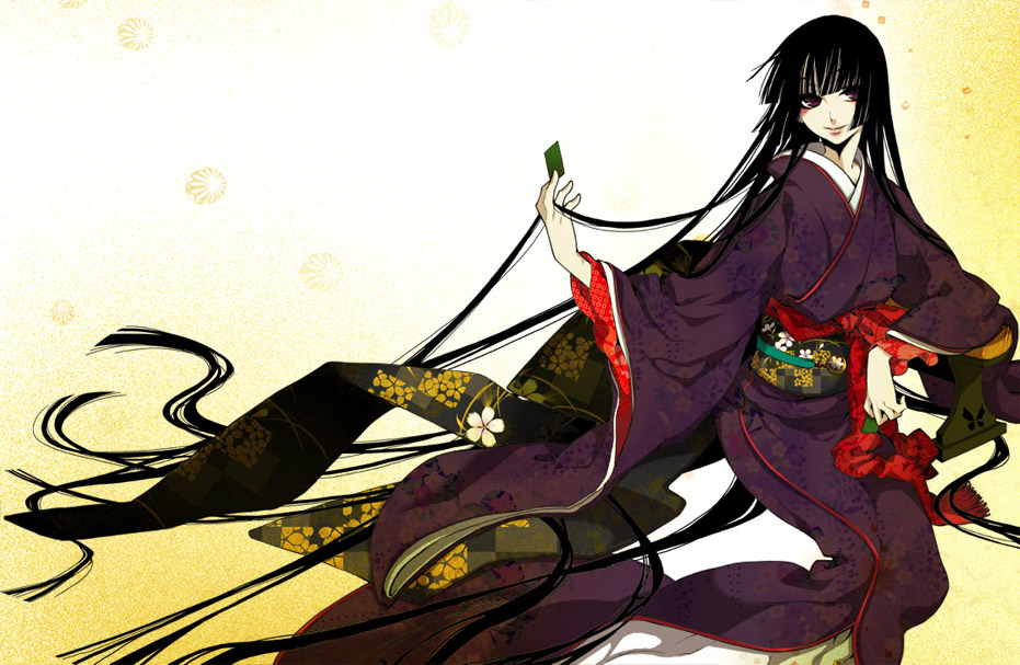 bangs, black_hair, blunt_bangs, hime_cut, ichihara_yuuko, japanese_clothes, kimono, long_hair