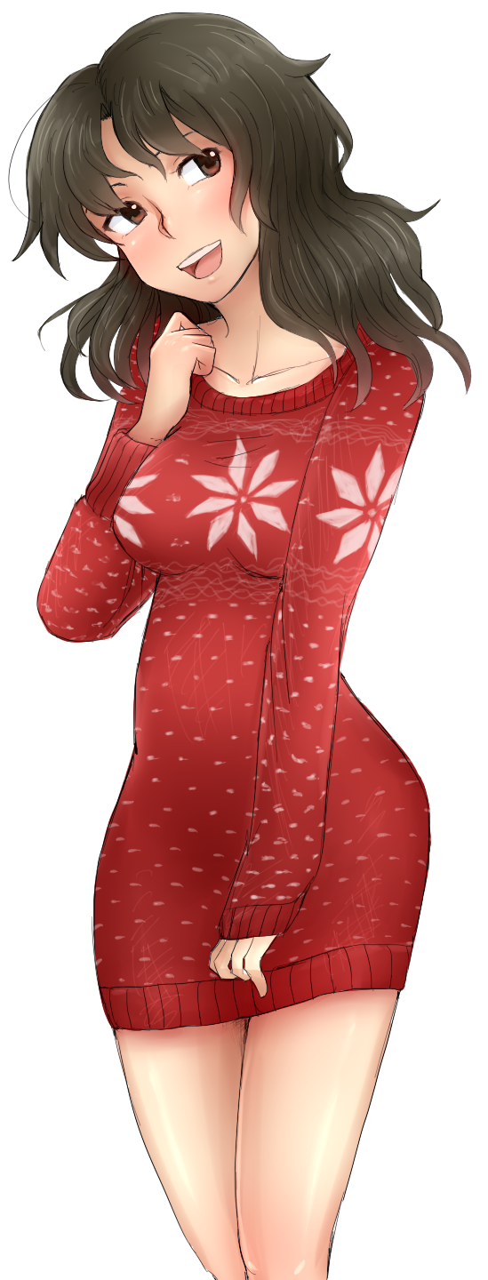 1girl, amagami, black_hair, blush, breasts, brown_eyes, highres, large_breasts