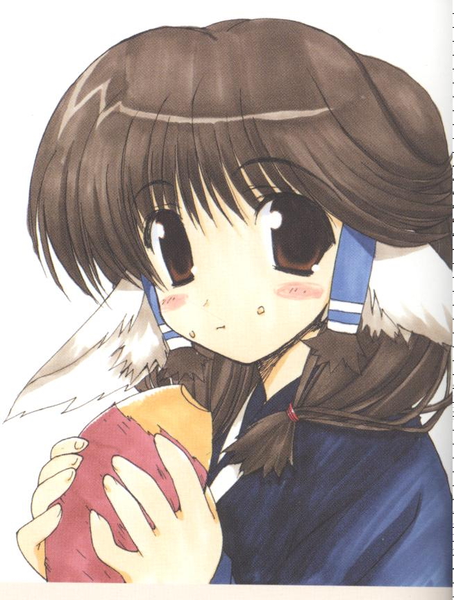 aruru, aruruu, blush, brown_eyes, brown_hair, food, highres, inumimi