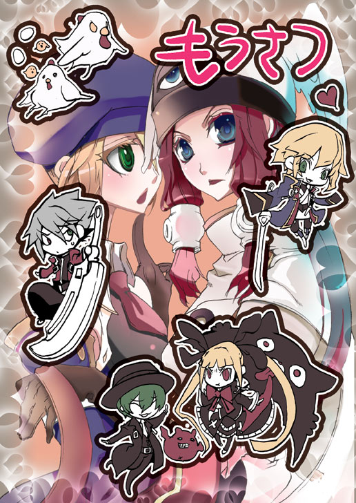 beret, blazblue, blonde_hair, blue_eyes, blush, closed_eyes, gii, gothic_lolita