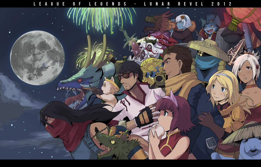 annie_hastur, garen_crownguard, group_profile, highres, jax_(league_of_legends), kog'maw, kog'maw, league_of_legends, lee_sin, letterboxed, lineup, long_hair, luxanna_crownguard, profile, riven_(league_of_legends), rumble_(league_of_legends), sade, shyvana, talon_(league_of_legends), teemo, tristana, twitch, twitch_(league_of_legends), urf