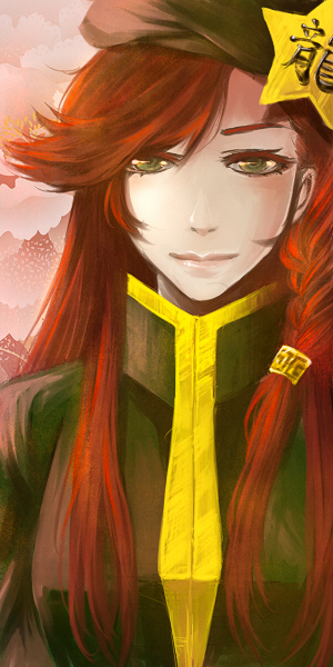 beret, braid, chinese_clothes, collie, colored_eyelashes, green_hair, hat, hong_meiling