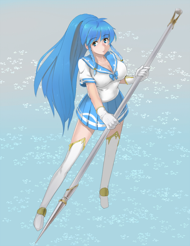 blue_hair, boots, braid, breasts, cleavage, fire_emblem, fire_emblem:_seima_no_keiseki, fire_emblem:_seima_no_kouseki
