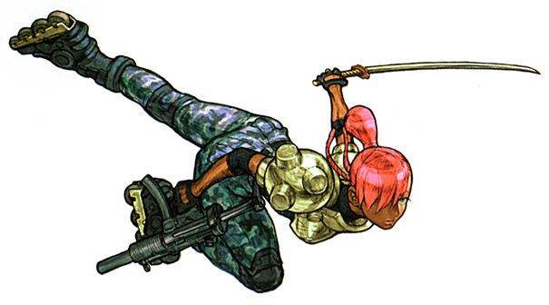 90s, armor, camouflage, cannon_spike, capcom, cargo_pants, dark_skin, dual_wielding