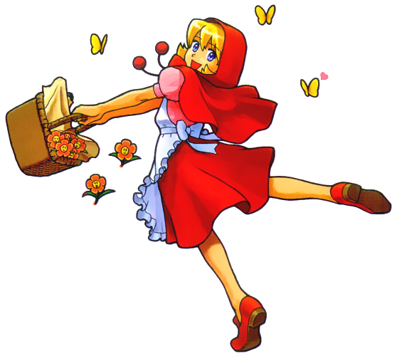 apron, basket, blonde_hair, blue_eyes, bulleta, butterfly, cannon_spike, capcom