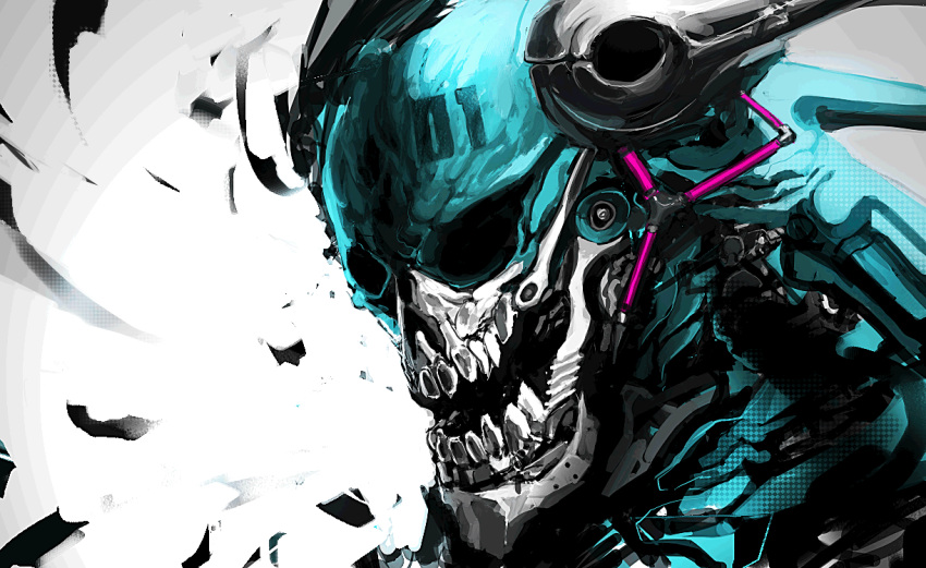 black_eyes, hatsune_miku, mecha, mechanization, solo, tarako_(bradypus), teeth, tekkotsu_(tekkotz)