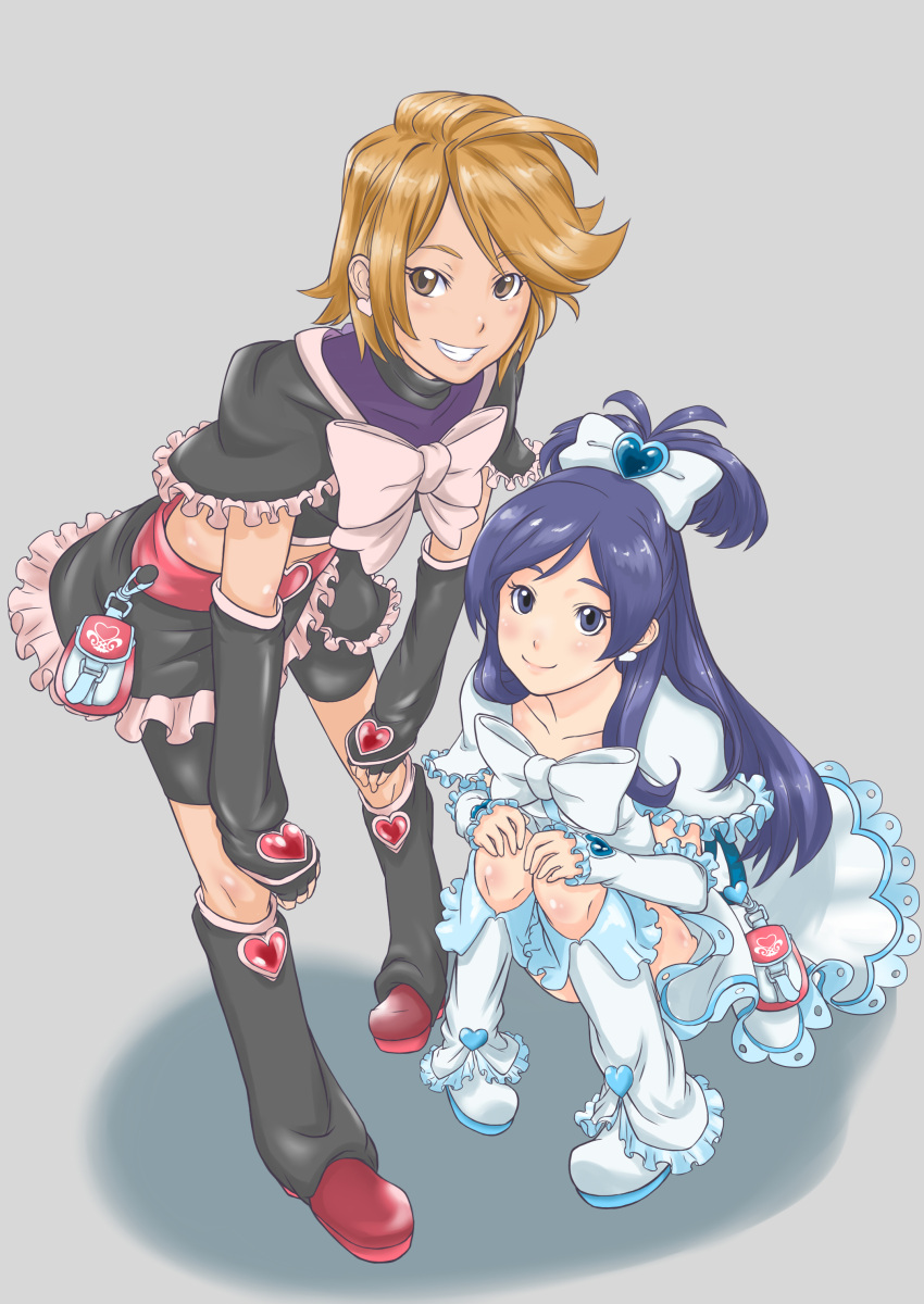 absurdres, bike_shorts, black_eyes, black_hair, boots, bow, brown_eyes, brown_hair