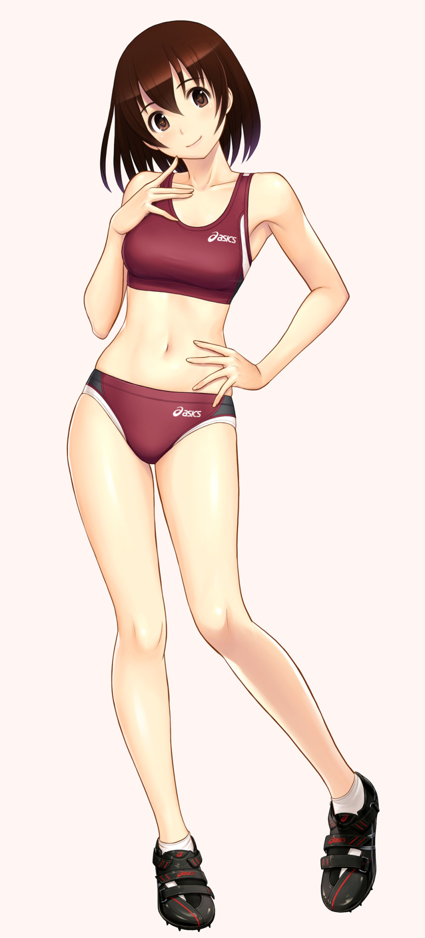 asics, brown_eyes, brown_hair, buruma, copyright_request, highres, kuri_(kurigohan), short_hair