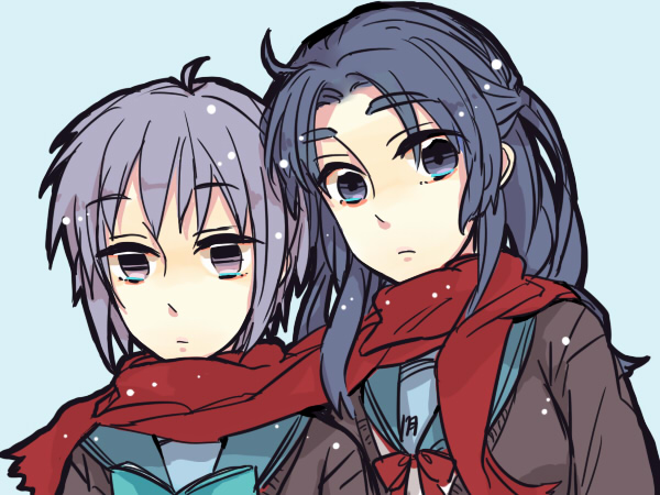 bad_id, blue_eyes, blue_hair, book, cardigan, chashibu, eyebrows, long_hair