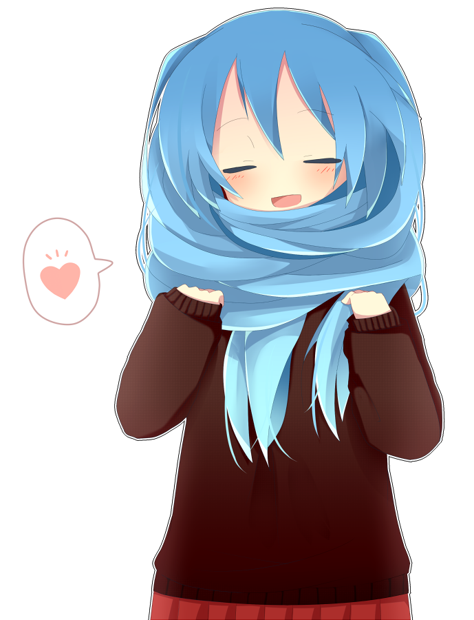 closed_eyes, detached_sleeves, eyes_closed, hair_scarf, hakumugi, hatsune_miku, heart, long_hair