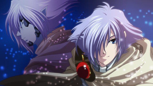 cape, dual_persona, hair_over_one_eye, jewelry, male, purple_hair, slayers, tsugumi_suou