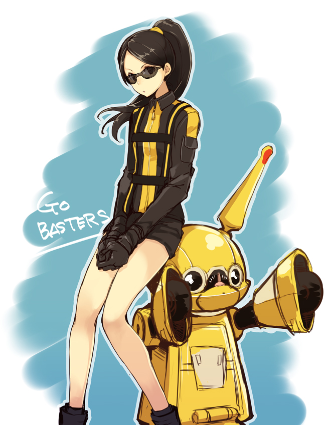 1girl, chiko_(mizuho), engrish, female, gloves, ponytail, short_shorts, shorts